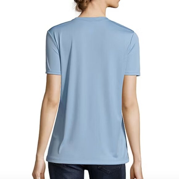 Hanes Womens Cool-DRI V Neck Short Sleeve Performance T-Shirt , Blue Sz L - Picture 2 of 3